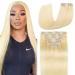 Clip in Hair Extensions Real Human Hair 8 Pieces Straight Real Remy Human Hair Full Head Human Hair Extensions Clip in Double Weft Real Remy Hair (20 Inch 613 Bleach Blonde)