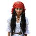 Borbilyn Pirate Wig with Headband Long Curly Black Wig with Hair Beads Cosplay Accessories Head Scarf Hat Halloween Party Favors Men Women (Pirate Wig with Pirate Headband)