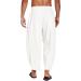 COOFANDY Men's Cotton Linen Harem Pants White X-Large - Drawstring Casual Cropped Trousers for Beach Yoga - Lightweight with Pockets - Buy Online on GoSupps.com