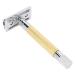 Men's Shaving Set Manual Shaver Double Edge Zinc Alloy Safety Beard Razor Washable (Gold)