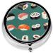 Sushi Printed Mini Round Pill Box - 3 Compartment Travel Organizer for Home & Office - Portable Medicine Case - Buy Online on GoSupps.com