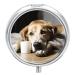 Pill Box Pill Case 3 Compartment Travel Pill Box Resting Dog Printing Small Pill Box Portable Medicine Pill Case Pill Organizer for Purse & Pocket for Travel Handbag (Round)