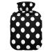 Black white polka dots hot water bottle with reference hot bottles for pain relief hand feet warmer heating bottles for neck and shoulder pain 1l