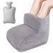 Abiemuce hot bottle feet 2 in 1 hot bottle for the feet 1l foot warmer hot water bottle foot warmer without electricity soft and warm safety footworm bottle for women/children (gray 25x30x25cm)