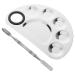Palette de M lange pour Ongles et Spatule en M tal 2 Pi ces Plateau Compact Semi-Circulaire en Acier Inoxydable Outil Nail Art pour Usage Salon et Application Cosm tiques