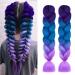 Shop Aomig Ombre Braids Extensions - 2PC Synthetic Hair for Box Braids | 24 Strands - Purple Light Violet Seaside Blue - Buy Online on GoSupps.com
