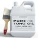128 OZ Waterproof Tung Oil for Wood Finishing with Brush, 100% Natural Pure Tung Oil with Good Penetration for Indoor and Outdoor, for Bare Wood Such as Wood Furniture, Wood Floor-by OAIEGSD 1 Gallon (Pack of 1)