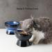 Ceramic Elevated Cat/Dog Bowls Set - Blue & Black, 4.5oz + 8oz - Protects Pet's Spine - Feeding & Watering Supplies - Buy Online on GoSupps.com