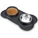 AsFrost Dog Food Bowls Stainless Steel Pet Bowls & Dog Water Bowls with No-Spill and Non-Skid, Feeder Bowls with Dog Bowl Mat for Small Medium Large Dogs Cats Pets 1 Cup/12 oz each Black