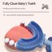 Kids U-Shaped Toothbrush - Soft Silicone Brush Head 360 Cleaning Design Removable Manual Training Brush for Toddlers Age 2-6 - Blue - Buy Online on GoSupps.com