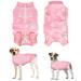 Eyein Dogebody after op breathable soft one-piece for dogs with zipper and belt to protect wounds e-neck band Alternative for pets (light pink l) l Hellrosa