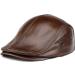 Icehao Men's Genuine Leather Newsboy Beret Hat | Adjustable Ivy Cap for Driving, Hunting, Fishing | Fashionable Brown Flat Cap - Buy Online on GoSupps.com