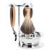 M HLE VIVO Brown Horn Resin 4-Piece Pure Badger 3-Blade Razor Shaving Set