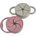 BraveJusticeKidsCo. Silicone Collapsible Toddler Snack Cup | 2-Pack Snack Attack I&II Baby Snack Cup | Dusty Rose and Fog - Buy Online on GoSupps.com