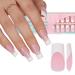 Misssix French Gel Nail Tips 240Pcs French Tip Press on Nails Long Square Pink No Need to File Tips Pre-lasting Fake Nails for Nail Art DIY 15 Sizes French B-Long Square