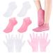 4 Pairs Silicone Moisturizing Gloves & Socks Set Anti Slip Spa Socks and Gloves 2 Colors Hands Feet Skin Care High Elasticity Gloves and Socks for Foot Hand Softening Dry Cracked Socks Gloves