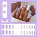 3 Packs (72 Pcs) Glossy Stick on Coffin Fake Nails with Colorful Stripes - Medium Length French False Nails Set for Women and Girls - Buy Online on GoSupps.com