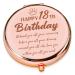 LRUIOMVE 18th Happy Birthday Gifts for Girls Rose Gold Travel Makeup Compact Mirror for Sister Daughter Niece  Inspirational Gifts for 18 Years Old Girl for Graduation