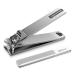 Kaasage Nail Clipper and File - Professional Stainless Steel Heavy Duty Nail Cutter with Ergonomic Long Handle and Sharp Jaw Clip Finger Nails and Thick Toenails Easily  Gift for Adults  Men & Seniors Silver