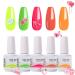 Arte Clavo 15ml Neon Yellow Orange Gel Nail Polish Set -Soak Off UV LED Nail Gel Polish Art Varnish Popular Color Gel Polish Manicure Varnish DIY Pack of 5 Colors Set B556 WQ-AC-B556