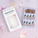Almond Gold Striped French Tip Press On Nails 24 Pcs | Full Cover Black + White Acrylic Stick On False Nails for Women - Buy Online on GoSupps.com