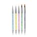 LANDOT 5Pcs Doubel Ended Nail Art Brushes - Nail Dotting Pen Liner Brush - Manicure Point Drill Drawing Painting Tools Set for DIY Nail Art Designs Nail art pen brushes