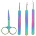 Nail art tweezers stainless steel straight curved tweezers nail scissors tool set for nail art sticker rhinestone eyelash extensions picker tools 4 pieces