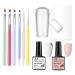 French Manicure Nail Polish Kit Gorvalin White and Pink Gel Nail Polish Nail Stamper Nail Art Brush French Manicure Tool Home DIY Nail Salon pink & white