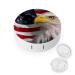 American Bald Eagle USA Flag Contact Lens Case Travel Portable Travel Contact Lens Box with Mirror
