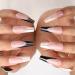 24 Pieces Glossy Black & White Ballerina Press-On Nails | Full Cover Nail Tips for Women & Girls | Nail Art Decoration - Buy Online on GoSupps.com
