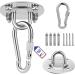 Tajox Premium ceiling hook heavy load stainless steel 450kg portable suspension swing hook with carabiner and screw for wooden beams and concrete ceiling 360 rotatable hook for hanging chairs swing punching bag