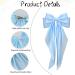 Silky Satin Hair Bows 3 Pcs Large Ribbon Bow Hair Clips Oversized Vintage Soft Long Tail Hair Slides Barrettes with Metal Clips Cute Elegant Bowknot Aesthetic Princess Hair Accessories for Women Rose Pink & White & Blue - Buy Online on GoSupps.com