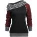 Bigfanshu Women's Hoodies Skew Neck Long Sleeve Stripe Pullover Buttons Harajuku Sweatshirt Female Autumn Jumper Casual Red - Buy Online on GoSupps.com