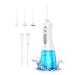 Water Flosser Cordless, Portable Teeth Cleaner with 3 Modes 4 Jets, 300ML Water Tank, IPX7 Waterproof, Powerful Cleaning, Rechargeable Dental Oral Irrigator for Travel Home Braces 1-blue