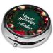 Happy Holidays Round Pill Box - 3 Compartment Organizer | Portable Travel Pill Box for Easy Travel - Buy Online on GoSupps.com