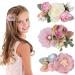 3 Pieces Girls Artificial Flower Hair Accessories Hair Clips Set Flower Hair Clip Kids Hair Accessories Floral Pink Rose Barrettes for All Ages of Female