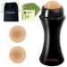 Oil Absorbing Volcano Roller with Two Replaceable Volcanic Balls, Reusable Portable Oil Control Roller for Instant Removal of Excess Oil Shine (Black) (Black 2 suit)