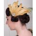 Champagne Fascinator Feather Flapper Acessories 1920S Party Jewelry Handmade Hair Accessories with Crystal Beads Hair Clip Jewelry