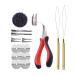Hair Extensions Kit: I-tip Hair Pliers Pulling Needle Loop Threader and 500 Pieces 2.5mm Hair Extension Nano Beads Rings (Black)