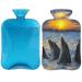 Dolphin heat bottle with a fluffy cover 2 l large capacity sunset dolphin bottle water bag for cozy nights relief of pain back neck and shoulders