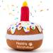 Verla Dog Birthday Cake Toys Plush Squeaky Dog Toys for Birthday Present Celebrate Your Dog s Bday Ultra-Soft Pet-Safe Fabric Soft Stuffed Gifts for Puppy Dogs Cat Pets Christmas Festival Reward Brown