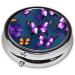 Beautiful Purple Butterfly Portable Round Pill Box | Lightweight Moisture-Proof Vitamin Organizer - One Size - Buy Online on GoSupps.com