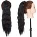 20 Inch Dark Black Wavy Wrap Around Synthetic Ponytail Extension - Corn Wave Yaki Curly Style - Buy Online on GoSupps.com