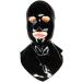 Latex hood unisex rubber mask executioner mask with holes for the eyes nose and mouth black without zipper unit size Black Without Zipper unit size