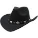 Women's Black Western Cowboy Hat - Outback Cowgirl Fedora with Silver Button - M/L 22-22.75 - Buy Online on GoSupps.com