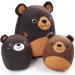 LotFancy Bear Plush Pillow Set of 3 Cute Plushie 30cm and 17cm*2 Squishy Stuffed Animals Hugging Toy Mama Bear and Cubs Bear Family