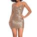 Hanxiulin women dresses women long arm festive cocktail dress cardiac outlet leisure dresses sequin dresses for women khaki m