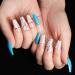 Sethexy Long Blue Ballerina Faler Nail White Korn Sarg False Fingernails Glossy 24st Acrylic Art nail tips for women and girls