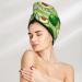 Hair Towel Wrap - Quick Drying Hair Turban with Button | Avocado Green Striped - Buy Online on GoSupps.com