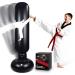 Inflatable Kids Punching Bag, 160cm Freestanding Boxing Bag, Immediate Bounce Back Boxing Equipment with Air Pump for Practicing Karate, Taekwondo, Martial Arts to Relieve Pent Up Energy in Kids Black Large